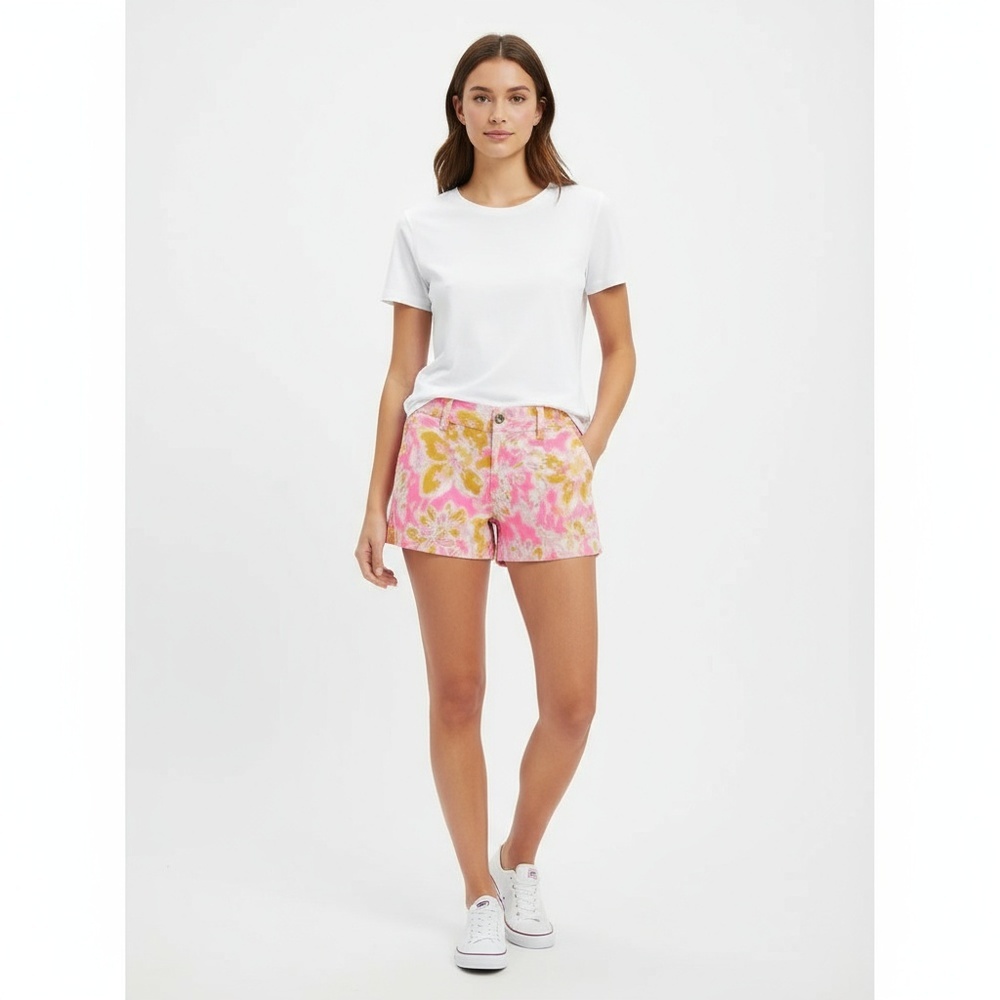 Lilly Pulitzer Callahan Shorts Womens 00‎ Pink Yellow Floral Corduroy Excellent